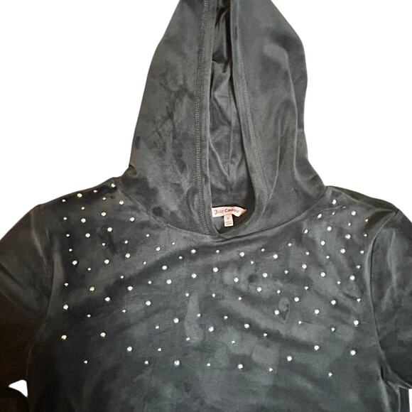 Juicy Couture Charcoal Gray Velour Women's Matching Bling Hoodie & Joggers Set - Picture 4 of 13
